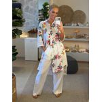Chemise MS 100% Linho Italiano Floral Izadora Off White 1612