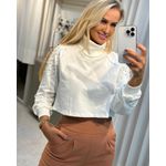 Blusão Gola Alta Em Molecotton Com Pérolas Branco