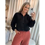 Camisa Manga Longa Bufante Em Crepe Preta 