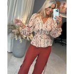 Blusa Manga Longa Bufante Estampada Com Faixa