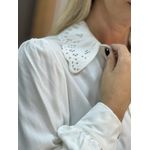 Camisa Manga Longa Em Crepe Com Gola Borboleta Branco 