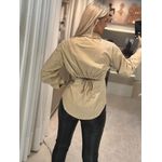 Camisa Morena Rosa Manga Longa Com Amarração Bege
