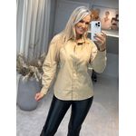 Camisa Morena Rosa Manga Longa Com Amarração Bege
