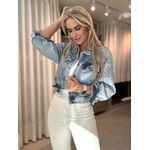 Jaqueta Jeans Com Manga Bufante Bordada