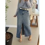 Saia Lez a Lez Jeans Longa De Cintura Alta Com Fenda 2408