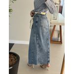 Saia Lez a Lez Jeans Longa De Cintura Alta Com Fenda 2408