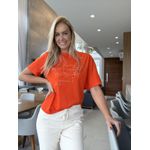 T-shirt Lez a Lez Estampada Com Pérolas Laranja 2208