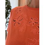 T-shirt Lez a Lez De Algodão Com Bordados Vazados Salmão 2110