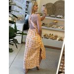 Vestido Lez a Lez Estampado Com Alças Cruzadas Nas Costas Laranja 3110