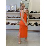 Vestido Lez a Lez Midi Em Malha Canelada Laranja 0311 
