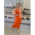 Vestido Lez a Lez Midi Em Malha Canelada Laranja 0311 