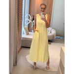 Vestido Midi Em Linho 100% Italiano Amarelo 2510 