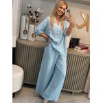 Conjunto MS 100% Italiano Em Risca Azul Claro 0808