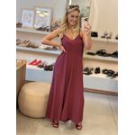 Macacão MS Com Detalhe Em Cetim No Decote V Bordô 1411