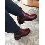 Bota Coturno Chelsea Tratorada Couro Vinho Mahogany