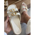 Chinelo Flat Slide Carrano Couro Suede Off White 2909
