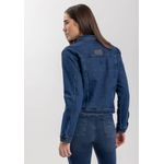 Jaqueta Jeans Curta Com Elastano E Bolsos Frontais