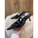 Slingback Vicenza Em Couro Verniz Preto