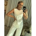 Colete Maria Valentina Ajustado Sem Manga Off White 1605