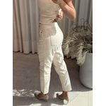 Calça Lez a Lez Mom Com Abotoamento Duplo Em Sarja E Elastano off