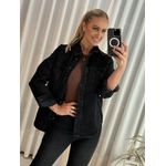 Camisa Jeans Lez a Lez Com Bolsos E Aplicações De Strass 1605