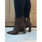 Bota Salto Oval Alto Couro Nobuck Marrom Dark Brown