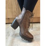 Bota De Couro CS Shoes Com Salto E Cadarço Marrom 