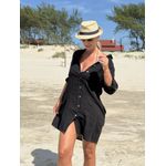Camisa Longa Em Linho 100% Italiano Preto