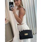 Bolsa Tiracolo Média Em Couro Preto