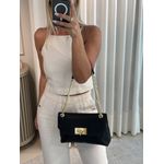 Bolsa Tiracolo Média Em Couro Preto