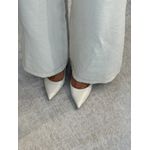 Scarpin Blanca Salto Bloco Wave Couro Off White 