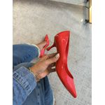 Scarpin Salto Fino Drop Baixo Couro Verniz Vermelho Carrano