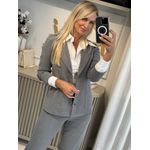 Blazer Iódice Ajustado Manga Longa Padrão Cinza