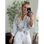 Camisa Listrada Em Linho 100% Italiano 