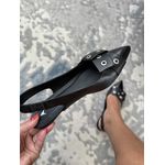 Sapatilha Slingback Laço Ilhós Couro Preto