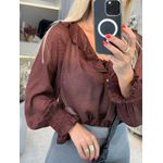 Blusa Morena Rosa Em Tule Listrado Bordo 