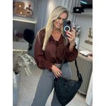 Blusa Morena Rosa Em Tule Listrado Bordo 