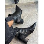 Bota Classic Bico Fino Salto Bloco Couro Preto