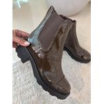 Bota Coturno Chelsea Tratorada Couro Marrom 