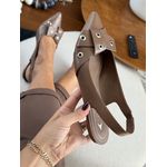 Sapatilha Slingback Laço Ilhós Couro Marrom