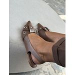 Sapatilha Slingback Laço Ilhós Couro Marrom