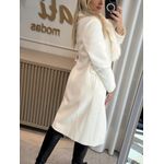 Casaco Vanews Ponto Roma Alongado Com Pele Off White 3005