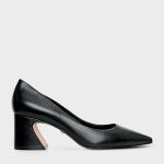 Scarpin Blanca Salto Bloco Wave Couro Preto