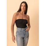 Blusa Lez a Lez Sem Alças Com Decote Reto Preto 