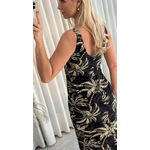 Vestido Lez a Lez Midi Estampa De Coqueiro Preto 3008