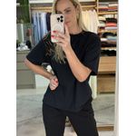 T-shirt Lez a Lez Em Algodão Bordado Preto 1308