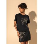 T-shirt Lez a Lez Em Algodão Com Bordado E Paetês Preto 1007