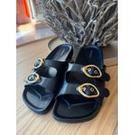 Chinelo Flat Slide Carrano Couro Preto 2909