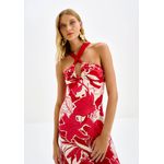 Vestido Longo em Viscose Estampado Cross Neck