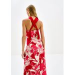 Vestido Longo em Viscose Estampado Cross Neck